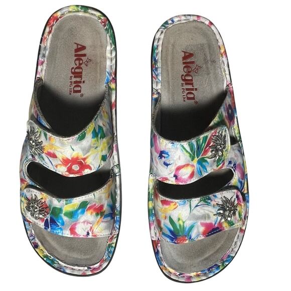 Alegria Slide Sandals Womens EU 39(8.5/9 US) Floral Print Velcro Comfort Casual - Picture 1 of 6